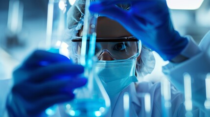 Wall Mural - Research scientist working on experiment in a biochemistry lab