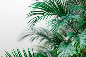  Realistic palm leaves shrubs corner on transparent backgrounds