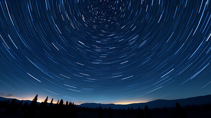 Wall Mural - Star trails night sky