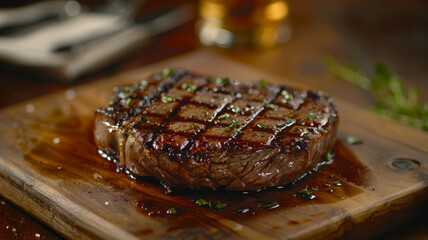 Sticker - Grilled steak on a wooden board