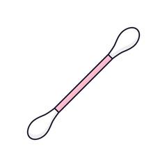 Pink cotton swab isolated vector illustration