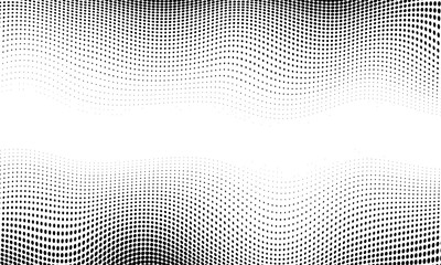 Poster - Monochrome gradient halftone dots background. Vector illustration. Abstract grunge dots on white background