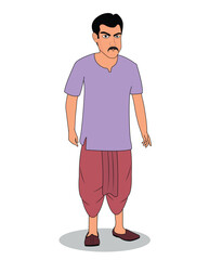 A angry village man cartoon character design vector illustration