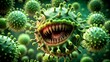 evil aggressive bacteria virus with jaws 3d illustration