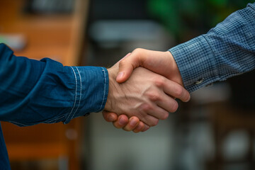 Wall Mural - shake hands business men and men shaking hands over desk