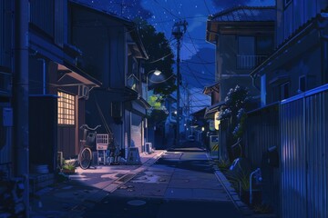 anime street scene at night