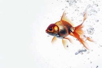 Wall Mural - fish with brown feathers on a white background