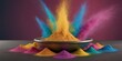 Colorful holi powder in bowl on dark background.