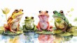 Choir of Colorful Frogs on Lily Pad Generative AI