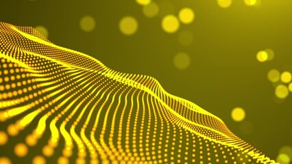 Wall Mural - Abstract digital particle wave and lights background. Digital particle cyber or technology background, Animation of seamless loop.