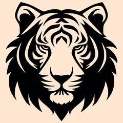 Sticker - Black and White Tiger Outline Silhouette Ornament Vector Art for Logo and Icon, Sketch, Tattoo, Clip Art