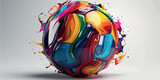 Fototapeta Storczyk - Soccer ball in splashes of color design. Football print. Football concept, goal art. Collection of bright prints of soccer balls for T-shirts, clothing, paper. Sports football logo illustration.