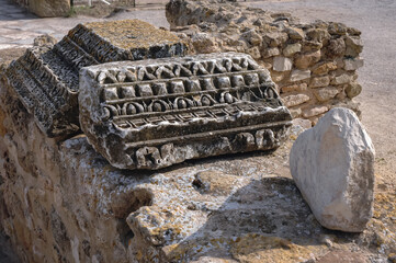 Wall Mural - Ancient stones in ruins of Baths of Antoninus in Carthage Archeological Site in suburbs of Tunis city, Tunisia