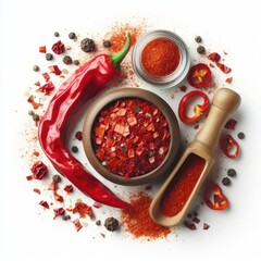 Wall Mural - Crushed dried red pepper isolated on a white background  