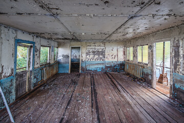 Sticker - Interior of old floating restaurant in Pripyat ghost city in Chernobyl Exclusion Zone in Ukraine