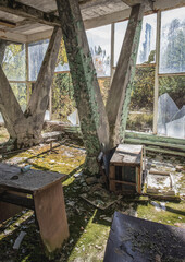 Sticker - Interior of Cafe Pripyat in Pripyat ghost city in Chernobyl Exclusion Zone, Ukraine