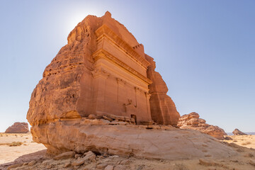 Wall Mural - Qasr al Farid (Lonely castle) tomb at Hegra (Mada'in Salih) site near Al Ula, Saudi Arabia