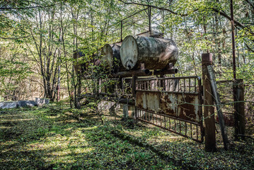 Wall Mural - Old cisterns in Pripyat ghost city in Chernobyl Exclusion Zone, Ukraine