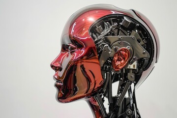 Wall Mural - robot head of a woman is shown with black edges