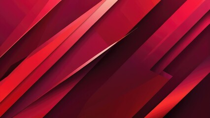 Wall Mural - Vector illustration featuring abstract dynamic geometric shapes diagonally cutting across a ruby red background, gradient shades, contrasting forms, modern aesthetic, ultra fine, digital render