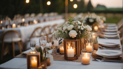 Table arrangement for summer boho garden party