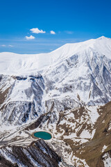 Canvas Print - View from Soviet-Georgian Friendship Monument next to Georgian Military Highway near Gudauri resort, Georgia