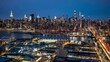 Manhattan skyline dusk to night transition _ New York City, USA