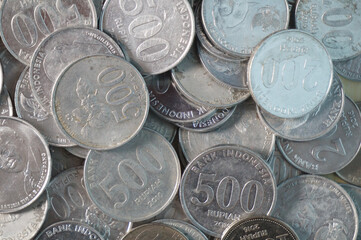 Close up - Indonesia coin rupiah. Background. Concept of saving money