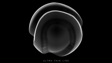 Poster - Ultra thin line fluid geometry. Dynamic vector distorted spheres.