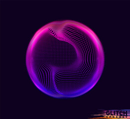Poster - Corrupted violet point sphere. Abstract vector colorful mesh on dark background. Futuristic style card.