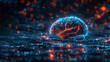 close-up of brain combined or merging with technology, artificial intelligence concept, Generative AI
