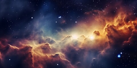 Wall Mural - Golden space galaxy cloud nebula. Stary night cosmos. Universe science astronomy. Supernova background wallpaper , ultra details