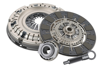 parts of car clutch, 3d rendering isolated on transparent background