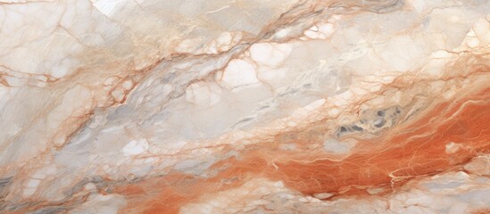 Sticker - A detailed shot of a marble texture featuring a mesmerizing swirl of orange and white, resembling the intricate patterns found in nature like wood grain or peach skin