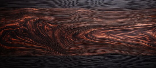 Canvas Print - A close up of a brown hardwood plank with a wood stain pattern on a dark background, showcasing the natural beauty of the flooring material