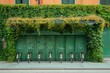 A minimalist green bike-sharing station