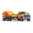 pickup truck and dump trailer work transport vector