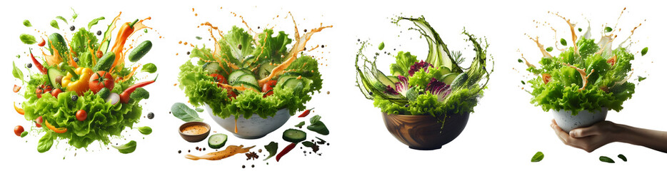 Wall Mural - salad vegetable fruit spalsh isolated png