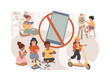 Low tech parenting isolated concept vector illustration. Low tech school, tech-free kids, media limitation, unplugger, gadget-free parenting, anti technology, no screen time vector concept.