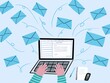 © Gemma can fly/Stocksy - Working sending emails business illustration concept