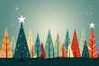 © Marcos Osorio/Stocksy - A christmas scene with trees and stars in the sky