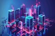 A futuristic business concept focused on achieving success in the digital age low poly futuristic neon