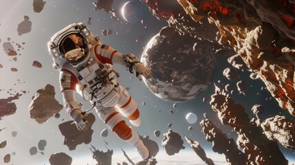 Wall Mural - astronaut in orbit generative ai