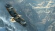 Eagle's flight An eagle soaring over a mountain range, AI Generative