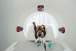 © Daniel Gonzalez/Stocksy - Dog undergoing CAT scan in modern clinic