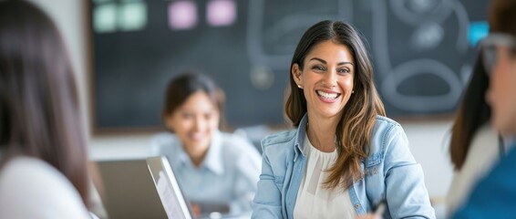 Poster - Woman Working on Laptop at Table Generative AI
