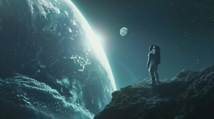 Wall Mural - astronaut contemplating space generative ai