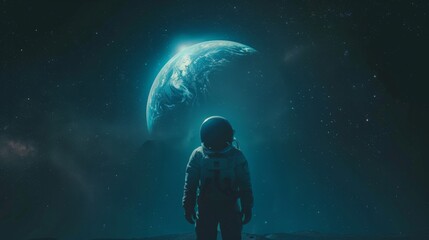 Wall Mural - astronaut contemplating space generative ai