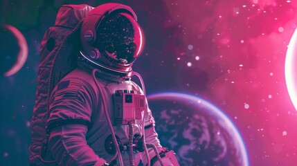 Wall Mural - astronaut contemplating space generative ai