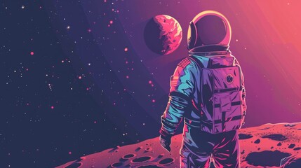Wall Mural - astronaut contemplating space generative ai